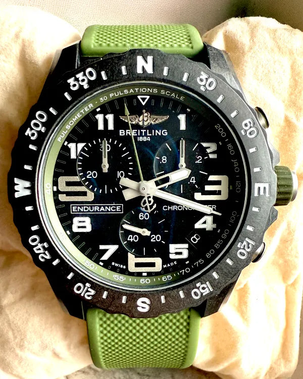 2023 Breitling Endurance Pro 44MM Quartz Black Dial Aftermarket Rubber Strap (X8231010D31BS1)
