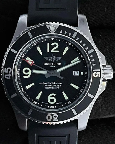 Breitling Superocean 44MM Black Dial Rubber Strap (A17367D71B1S1)