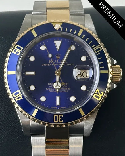 Rolex Submariner Date "Bluesy" 40MM Aftermarket Blue Dial Two-Tone Oyster Bracelet (16613)