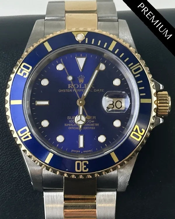 Rolex Submariner Date "Bluesy" 40MM Aftermarket Blue Dial Two-Tone Oyster Bracelet (16613)