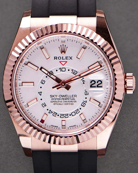 2022 Rolex Sky-Dweller 42MM White Dial Rubber Strap (326235)