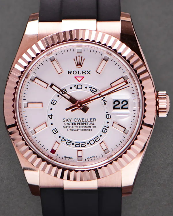 2022 Rolex Sky-Dweller 42MM White Dial Rubber Strap (326235)