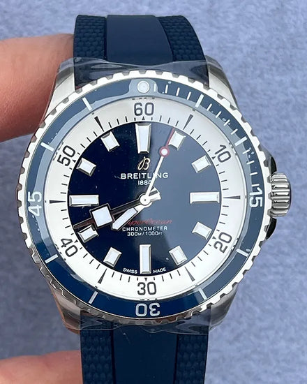 No Reserve - 2024 Breitling Superocean 42MM Blue Dial Rubber Strap (A17375E71C1S1)