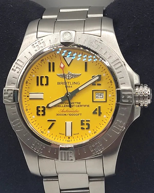 Breitling Avenger II Seawolf 45MM Yellow Dial Steel Bracelet (A1733110)