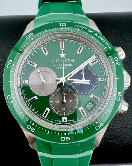No Reserve - 2024 Zenith Chronomaster Sport 41MM Green Dial Rubber Strap (03.3119.3600/56)
