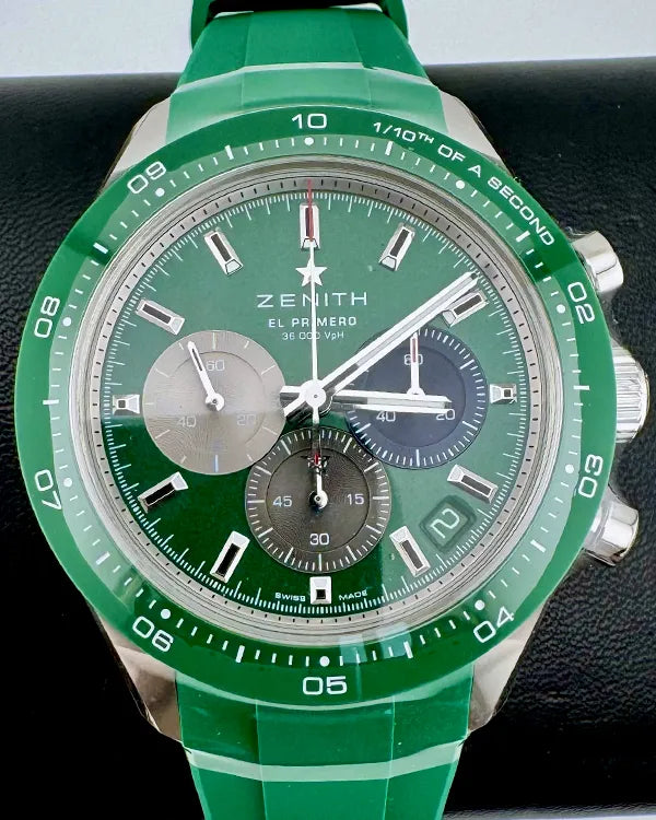 No Reserve - 2024 Zenith Chronomaster Sport 41MM Green Dial Rubber Strap (03.3119.3600/56)