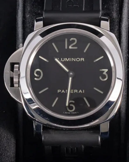 2012 Panerai Luminor Base "Destro" 44MM Black Dial Rubber Strap (PAM00219)