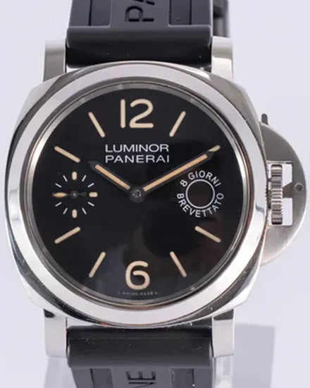 Panerai Luminor 8 Days Brevettato 44MM Black Dial Rubber Strap (PAM00590)