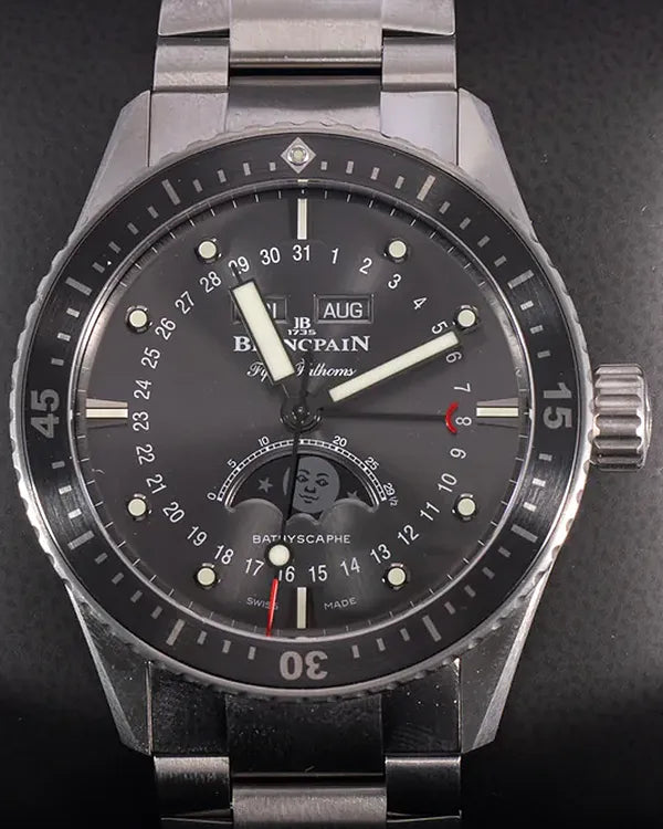 2023 Blancpain Fifty Fathoms Bathyscaphe Quantieme 43MM Silver Dial Titanium Bracelet (5054121098S)