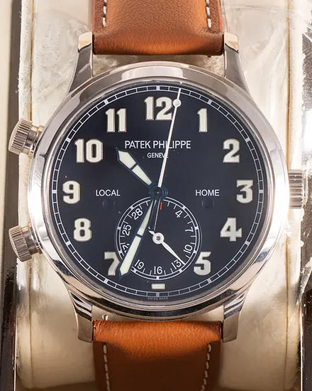 2020 Patek Philippe Calatrava Pilot Travel Time 42MM Blue Dial Leather Strap (5524G-001)