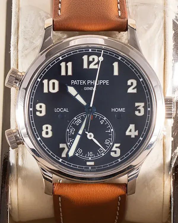 2020 Patek Philippe Calatrava Pilot Travel Time 42MM Blue Dial Leather Strap (5524G-001)