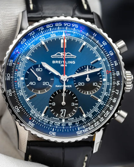 2024 Breitling Navitimer B01 Chronograph 41MM Blue Dial Leather Strap (AB0139241C1P1)