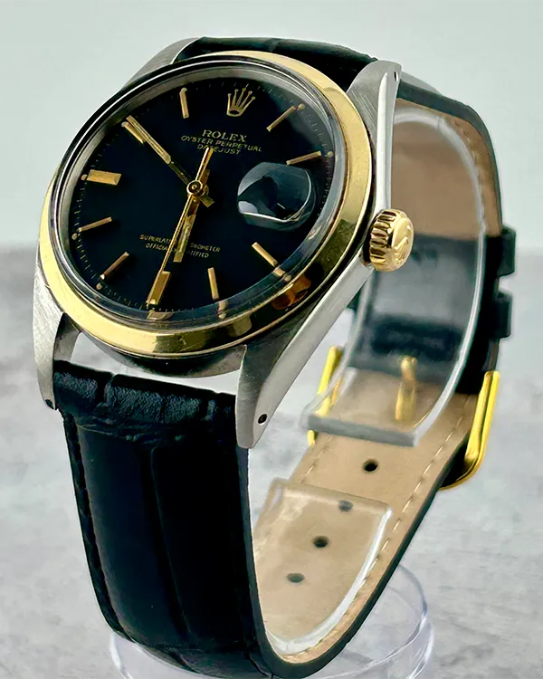 Rolex Datejust 36MM Black Dial Aftermarket Leather Strap (1600)