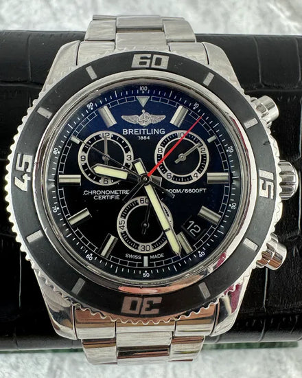 Breitling Superocean Chronograph 46MM Quartz Black Dial Steel Bracelet (A73310)