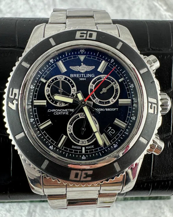 Breitling Superocean Chronograph 46MM Quartz Black Dial Steel Bracelet (A73310)