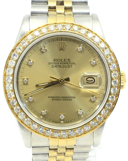 Rolex Datejust 36MM Aftermarket Champagne Dial Two-Tone Jubilee Bracelet (16030R)