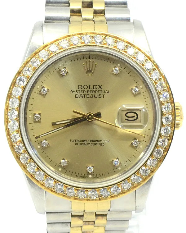 * Rolex Datejust 36MM Aftermarket Champagne Dial Two-Tone Jubilee Bracelet (16030R)