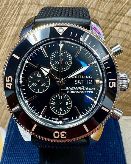 2022 Breitling Superocean Heritage II Chronograph 44MM Black Dial Rubber Strap (U13313121B1S1)
