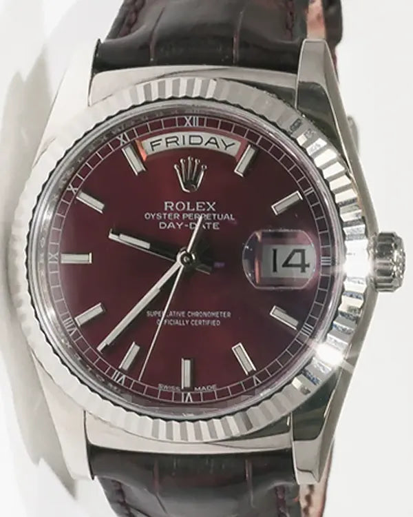 2014 Rolex Day-Date 36MM Red Cherry Dial Leather Strap (118139)