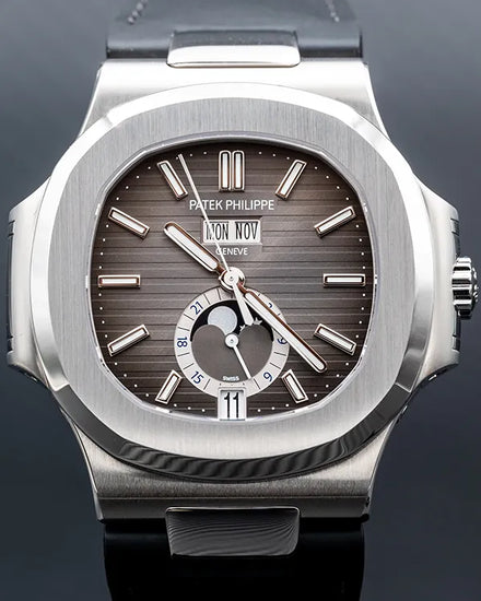 2024 Patek Philippe Nautilus 40.5MM Ombre Black Dial Leather Strap (5726A-001)