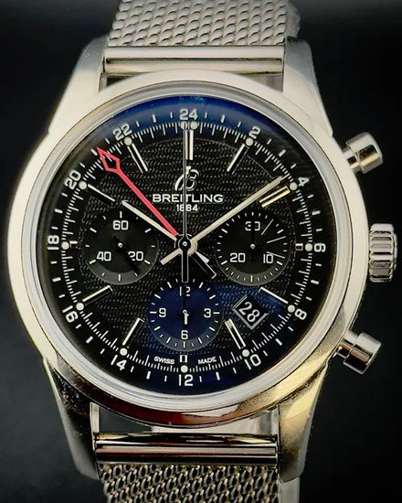 2017 Breitling Transocean Chronograph GMT L.E. 43MM Black Dial Steel Bracelet (AB045112/BC67)