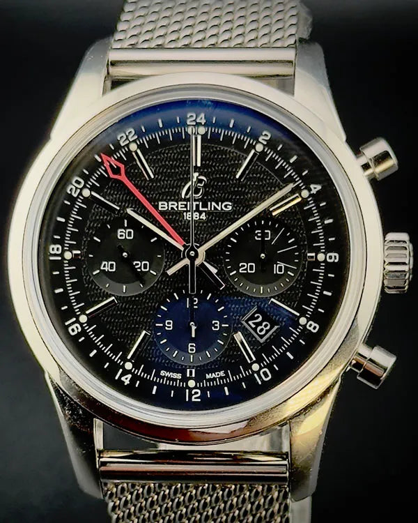 2017 Breitling Transocean Chronograph GMT L.E. 43MM Black Dial Steel Bracelet (AB045112/BC67)