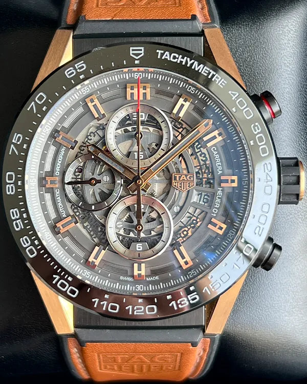 Tag Heuer Carrera Calibre HEUER 01 45MM Skeleton Dial Leather Strap (CAR2A5C.FT6125)