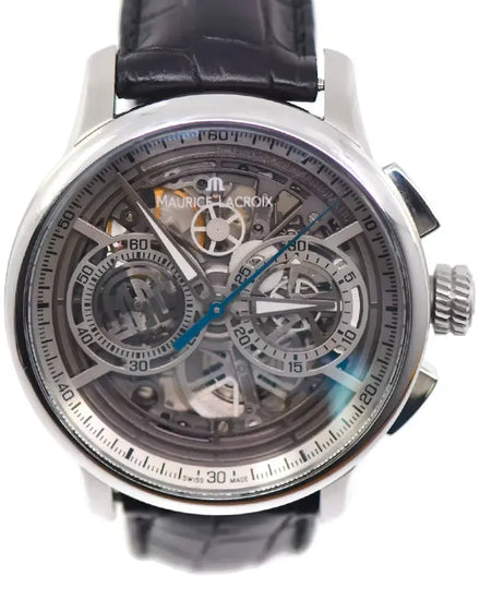 Maurice Lacroix Masterpiece 45MM Skeleton Dial Leather Strap (MP6028)