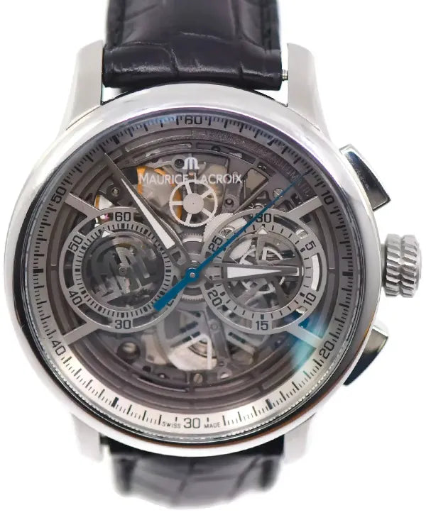 Maurice Lacroix Masterpiece 45MM Skeleton Dial Leather Strap (MP6028)