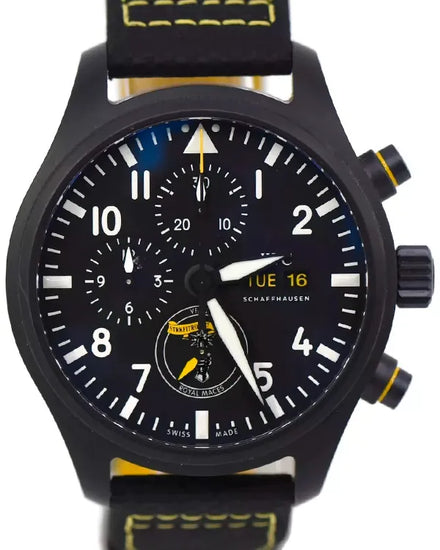 IWC Schaffhausen Pilot "Royal Maces" 44.5MM Black Dial Textile Strap (IW389107)