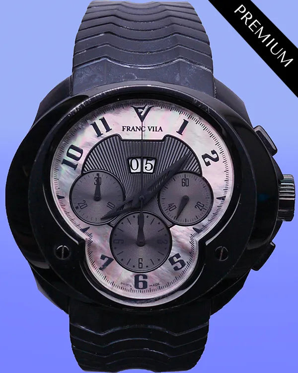 No Reserve - Franc Vila Cobra Chrono Grand Date L.E. 50MM Mother Of Pearl Dial Rubber Strap (FVA8CH)