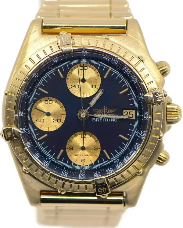 Breitling Chronomat 39MM Black Dial Yellow Gold Bracelet (81950)