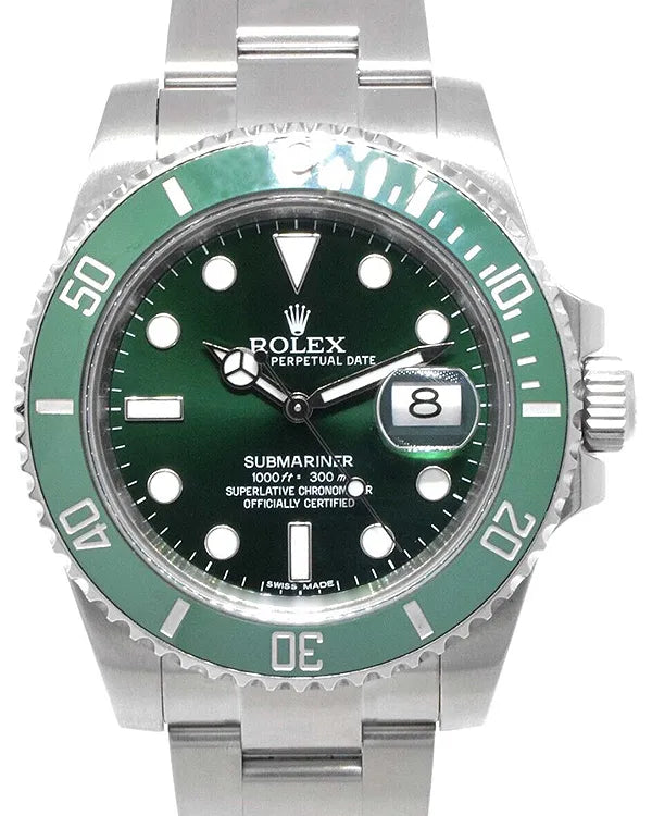 2015 Rolex Submariner "Hulk" 40MM Green Dial Oyster Bracelet (116610)