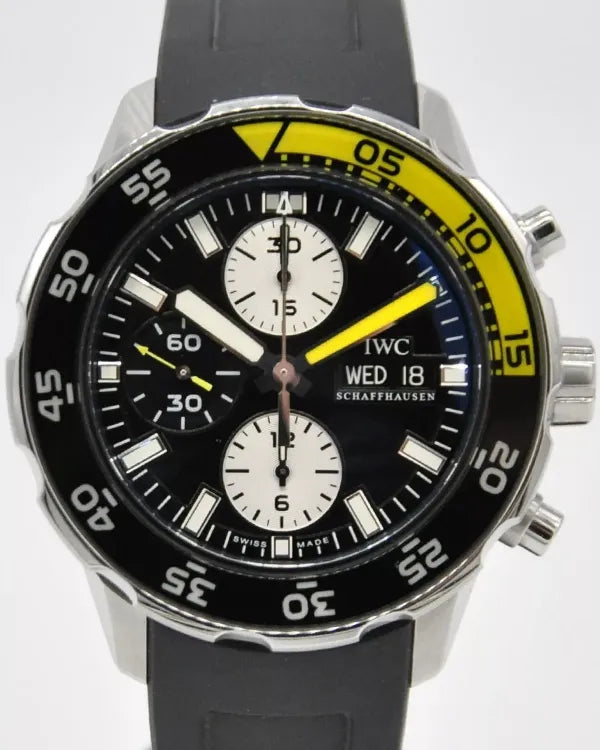 IWC Schaffhausen Aquatimer Chronograph 44MM Black Dial Rubber Strap (IW376702)