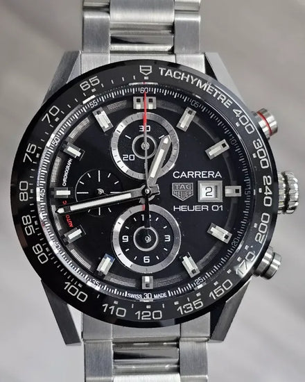 2018 Tag Heuer Carrera 43MM Black Dial Steel Bracelet (CAR201Z.BA0714)