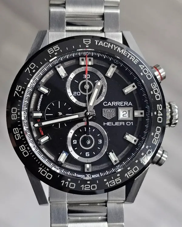 2018 Tag Heuer Carrera 43MM Black Dial Steel Bracelet (CAR201Z.BA0714)