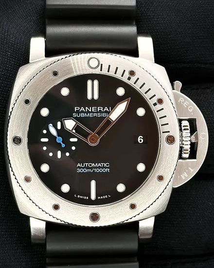 2022 Panerai Submersible 42MM Black Dial Rubber Strap (PAM00973)