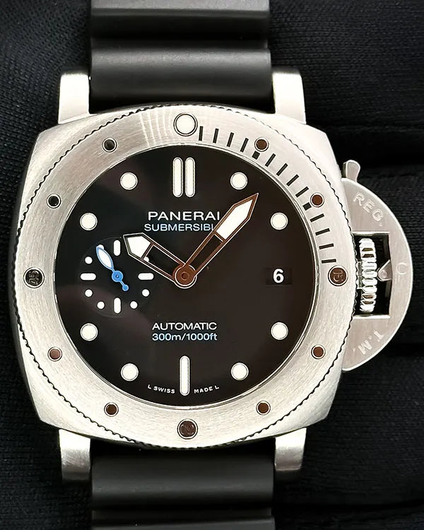 2022 Panerai Submersible 42MM Black Dial Rubber Strap (PAM00973)