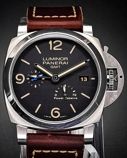 2019 Panerai Luminor GMT Marina 1950 3 Days 44MM Black Dial Leather Strap (PAM01321)