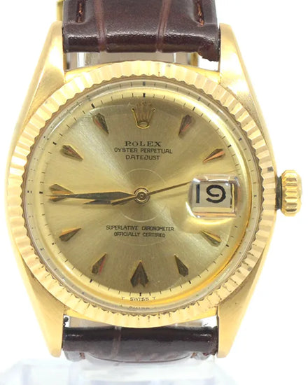 Rolex Datejust 36MM Champagne Dial Aftermarket Leather Strap (1601)
