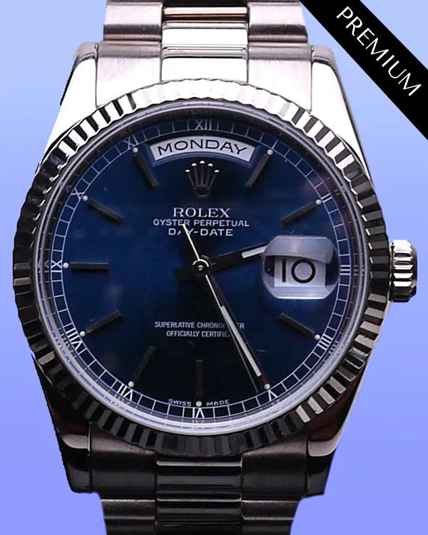 2018 Rolex Day-Date 36MM Aftermarket Blue Dial White Gold President Bracelet (118239)