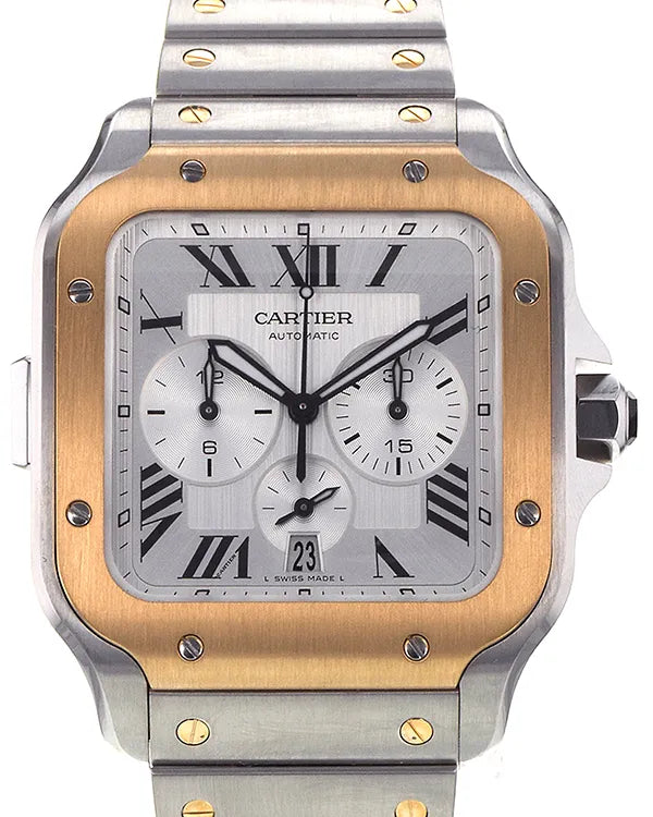 Cartier Santos 100 43MM Silver Dial Two-Tone Bracelet (W2SA0008 4183)