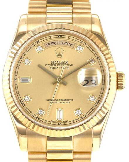 Rolex Day-Date 36MM Champagne Dial Yellow Gold President Bracelet (118238)