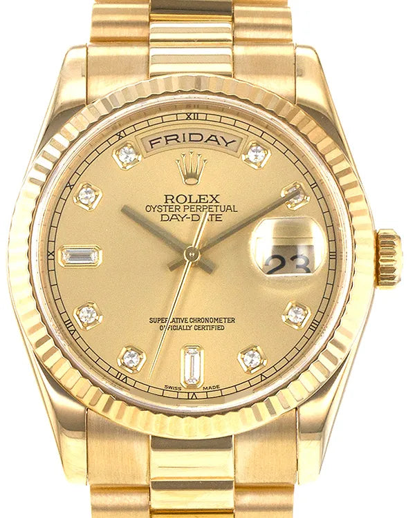 Rolex Day-Date 36MM Champagne Dial Yellow Gold President Bracelet (118238)