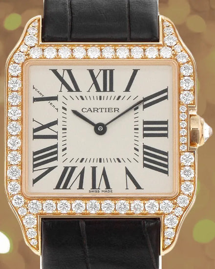 Cartier Santos Dumont 30MM Quartz Silver Dial Leather Strap (WH100351)