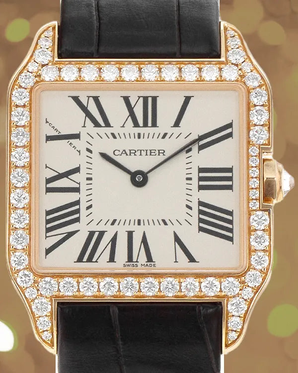 Cartier Santos Dumont 30MM Quartz Silver Dial Leather Strap (WH100351 2788)
