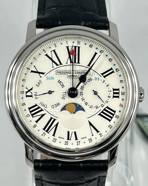 Frederique Constant Classics Business Timer 40MM Quartz White Dial Leather Strap (FC270M4P6)