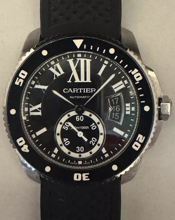 Cartier Calibre De Cartier Diver 42MM Black Dial Rubber Strap (W7100056)