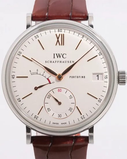 2014 IWC Schaffhausen Portofino Hand-Wound 8 Days 45MM Silver Dial Leather Strap (IW510103)
