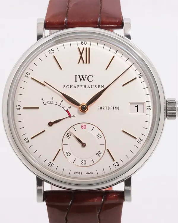 2014 IWC Schaffhausen Portofino Hand-Wound 8 Days 45MM Silver Dial Leather Strap (IW510103)